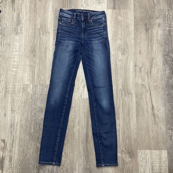 American Eagle Outfitters Denim - American Eagle Next Level Stretch High Waisted Skinny Dark Blue 0 Long